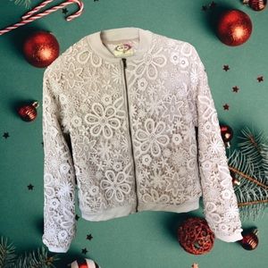 Joyfolie Mia Joy Lace Bomber Jacket